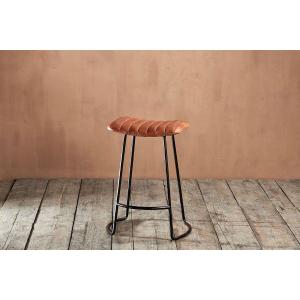 nkuku Narwana Ribbed Leather Stool