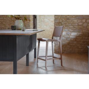 nkuku Nayan Leather & Jute Counter Dining Chair