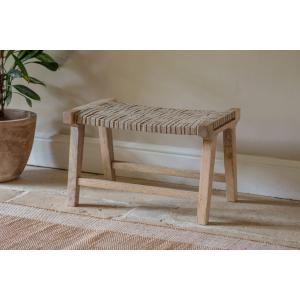 nkuku Nish Mango Wood & Jute Strap Dining Stool