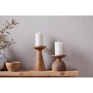 nkuku Omari Mango Wood Candlestick