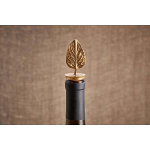 nkuku Poplar Leaf Brass Bottle Stopper