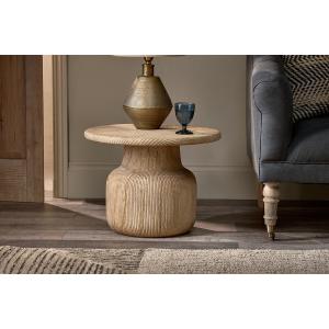 nkuku Vivan Grooved Wood Side Table