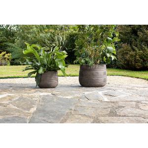 nkuku Zadie Etched Ceramic Planters Set Of 2